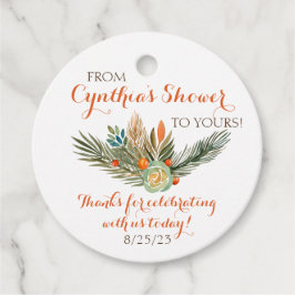 Para Recuerdos Etiquetas de Favor Floral Naranja, Verde y Marrón