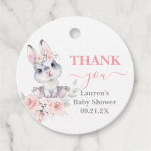 Para Recuerdos Etiquetas de Favor Rosa Chica Baby Shower Bunny