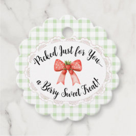 Para Recuerdos Etiquetas de favores verde-Baby Shower de Gingham