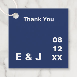 Para Recuerdos Etiquetas de favoritas de la boda moderna azul de 