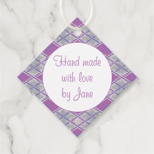 PARA RECUERDOS ETIQUETAS DE "HECHO A MANO" DE PUNTO ARGYLE LILAC