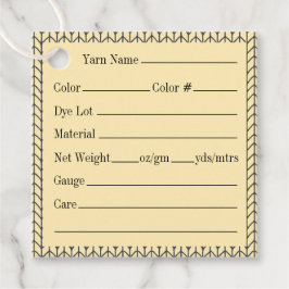 PARA RECUERDOS ETIQUETAS DE HILO DE 2" CUADRADO KNIT CREAM NEGRO