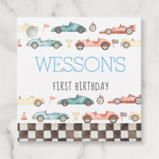 Para Recuerdos Etiquetas de la fiesta de cumpleaños de Race Car