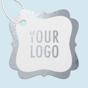 Para Recuerdos Etiquetas de marca de Relieve metalizado plateado