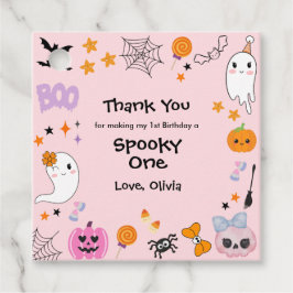 Para Recuerdos Etiquetas de primer cumpleaños de Halloween con fa