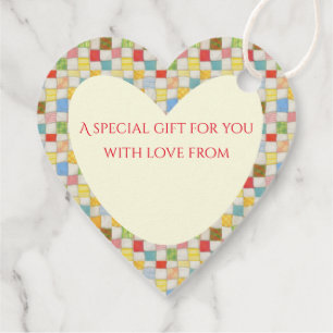 Para Recuerdos ETIQUETAS DE REGALO CORAZÓN DE COLCHA LOCA / Crema