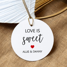 Para Recuerdos Etiquetas de regalo de Amor es Dulce, Boda Roja o 