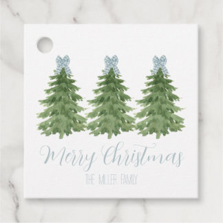 Para Recuerdos Etiquetas de regalo de árbol de Navidad Blue Gingh