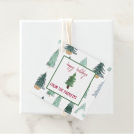 Para Recuerdos Etiquetas de regalo de árbol de Navidad en acuarel