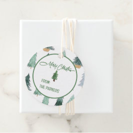 Para Recuerdos Etiquetas de regalo de árbol de Navidad en círculo