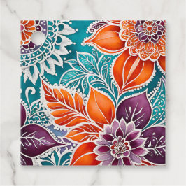 Para Recuerdos Etiquetas de regalo de arte batik floral coloridas