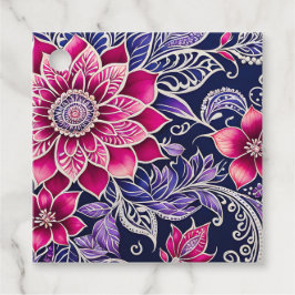 Para Recuerdos Etiquetas de regalo de arte batik floral coloridas