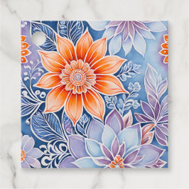 Para Recuerdos Etiquetas de regalo de arte batik floral coloridas