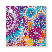 Etiquetas de regalo de arte batik floral coloridas