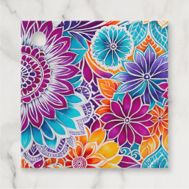 Para Recuerdos Etiquetas de regalo de arte batik floral coloridas