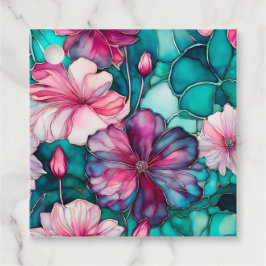 Para Recuerdos Etiquetas de regalo de arte con tinta floral color