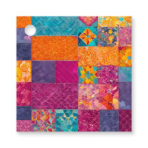 Etiquetas de regalo de arte de colcha de patchwork