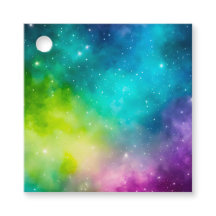 Etiquetas de regalo de arte de galaxia coloridas
