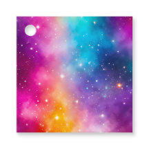 Etiquetas de regalo de arte de galaxia coloridas