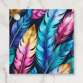 Para Recuerdos Etiquetas de regalo de arte de plumas de color de 