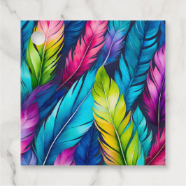 Para Recuerdos Etiquetas de regalo de arte de plumas de color de 