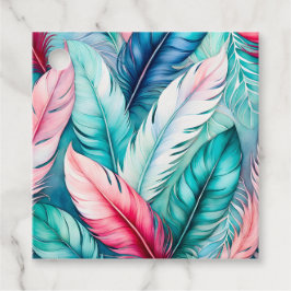 Para Recuerdos Etiquetas de regalo de arte de plumas de color de 