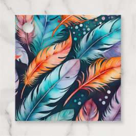 Para Recuerdos Etiquetas de regalo de arte de plumas en acuarela