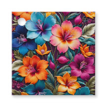 Etiquetas de regalo de arte de punto de aguja flor
