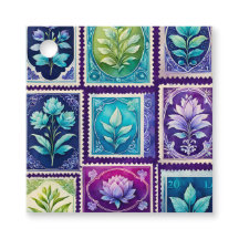 Etiquetas de regalo de arte de sello antiguo color