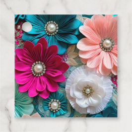 Para Recuerdos Etiquetas de regalo de arte de tela floral colorid