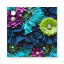 Etiquetas de regalo de arte de tela floral colorid