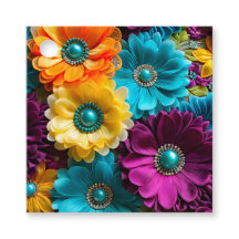 Etiquetas de regalo de arte de tela floral colorid