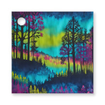 Etiquetas de regalo de arte forestal con batik col