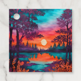 Para Recuerdos Etiquetas de regalo de arte forestal con batik col