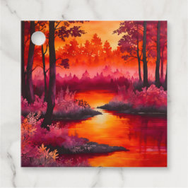 Para Recuerdos Etiquetas de regalo de arte forestal con batik col