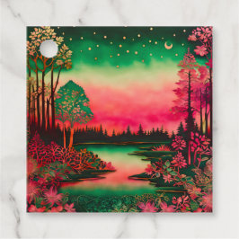Para Recuerdos Etiquetas de regalo de arte forestal con batik col