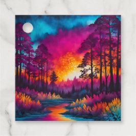 Para Recuerdos Etiquetas de regalo de arte forestal con batik col