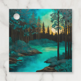 Para Recuerdos Etiquetas de regalo de arte forestal con batik col