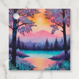Para Recuerdos Etiquetas de regalo de arte forestal de batik colo