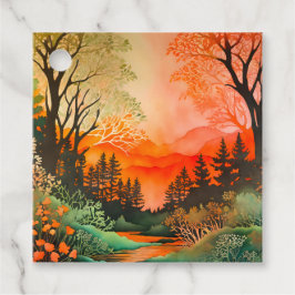 Para Recuerdos Etiquetas de regalo de arte forestal de batik colo