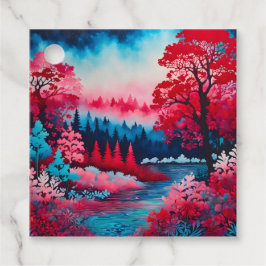 Para Recuerdos Etiquetas de regalo de arte forestal de batik colo