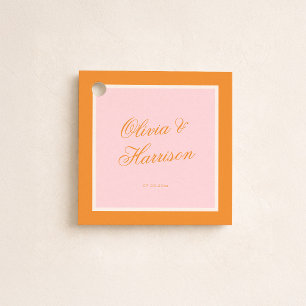 Para Recuerdos Etiquetas de regalo de boda con guión rosa naranja