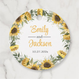 Para Recuerdos Etiquetas de regalo de boda de girasoles verdes