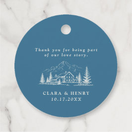 Para Recuerdos Etiquetas de regalo de boda de invierno alpino azu