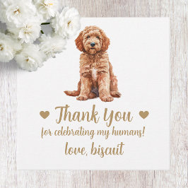 Para Recuerdos Etiquetas de regalo de boda de perro Goldendoodle 