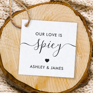 Para Recuerdos Etiquetas de Regalo de Boda Our Love is Spicy