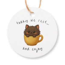 Etiquetas de regalo de gato lindo en taza | Etique