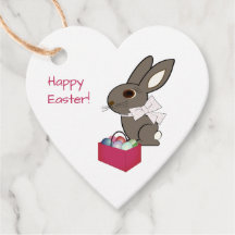 Etiquetas de regalo de Happy Easter Heart Shaped