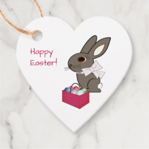 Para Recuerdos Etiquetas de regalo de Happy Easter Heart Shaped