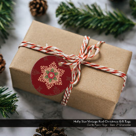 Para Recuerdos Etiquetas de regalo de navidad roja de la estrella